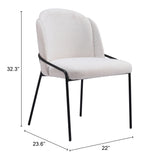 Jambi Dining Chair - Set of 2 Ivory 109965 Zuo Modern