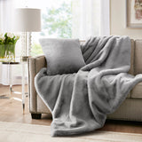 Croscill Sable Glam/Luxury Solid Faux Fur Square Decor Pillow CC30-0031 Grey