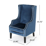 Christopher Knight Home® - Noble House - Eddison Traditional Cobalt Velvet Two Toned Club Chair with Light Blue Accent Pipping