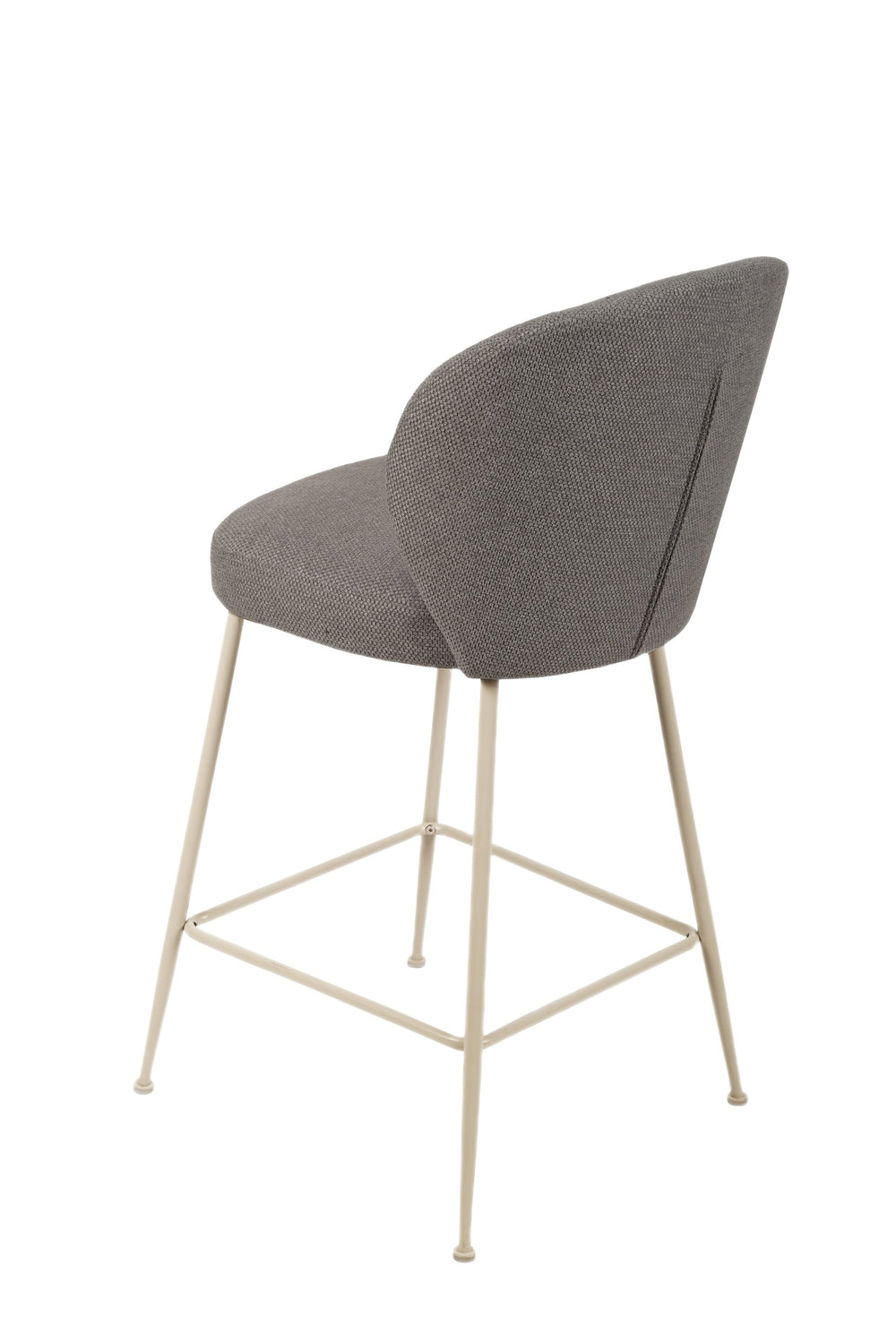 English Elm Modern Counterstool Upholstered Gray Fabric Seats with White Metal Legs, Set of 2 — Plush Comfort, Sleek Design B091S00005