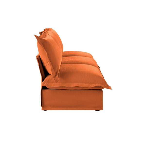 English Elm Streamlined Velvet Modular L-shape Sectional Sofa with Cloud Foam and French Piping Orange W3041S00132