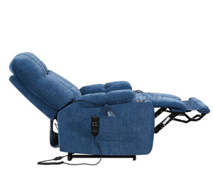 English Elm Liyasi Power Swivel Rocker Recliner Chair with Dual OKIN Motors, 240° Swivel, USB, Lumbar Support Blue W820S00060