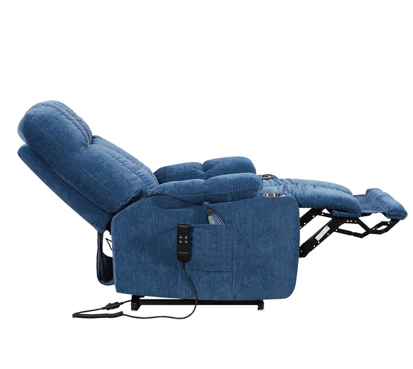 English Elm Liyasi Power Swivel Rocker Recliner Chair with Dual OKIN Motors, 240° Swivel, USB, Lumbar Support Blue W820S00060