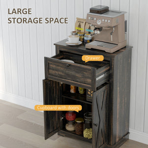 English Elm HOMCOM Rustic Farmhouse Sideboard Buffet Cabinet with Barn Doors, Drawer & Adjustable Shelves for Entryway Brown W2225P229128
