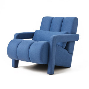 English Elm Modern Upholstered accent chair with plush linen cushioning and pillow — compact, stylish seating for living spaces Navy Blue W2671P192548