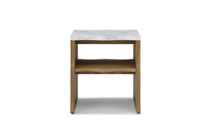 English Elm 17.72" Whisper of Waves Modern End Table with Faux Marble Top, Open Shelf, Stable Minimalist Design for Bedroom Living Room Decor Wood W2664P346446