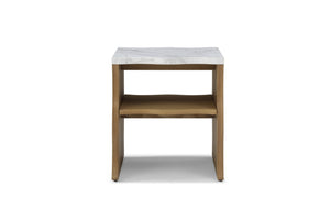 English Elm 2ps, Sculptural Faux Marble End Tables with Open Shelf for Modern Living Rooms Wood W2664S00072