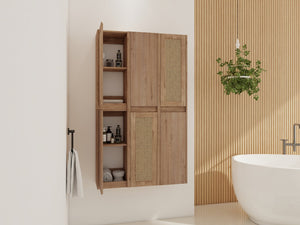 English Elm 36" Bathroom Side Cabinet - Wall-Mounted Floating Design With Soft-Close Doors & Versatile Storage W999S00341