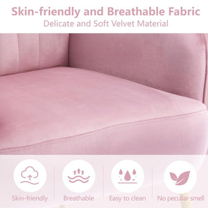 English Elm Velvet Barrel Accent Chair Tufted Shell Back with Metal Legs for Living Room Pink W5722P462513