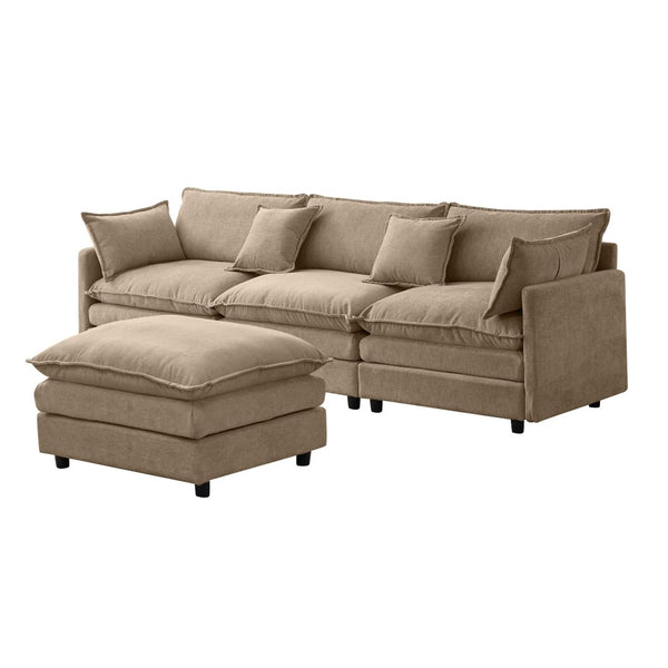 English Elm 105" L-shaped Chenille Sectional with Ottoman Pocket Spring Living Room Sofa Coffee W1097S00227