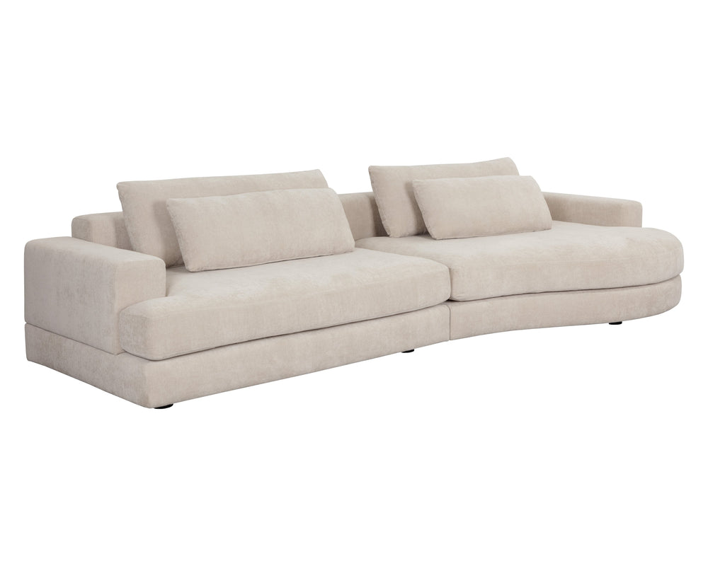 Sunpan Baela Sofa - Luxurious Danny Cream Upholstery with Removable Cushions and Stylish Black Wood Base