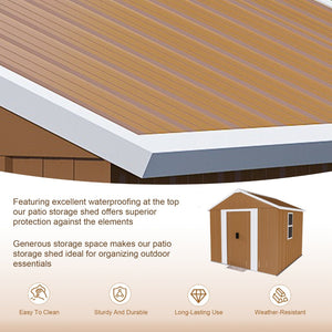 English Elm 6x4 Galvanized Steel Outdoor Storage Shed with Sliding Door and Weatherproof Roof W2700P344173