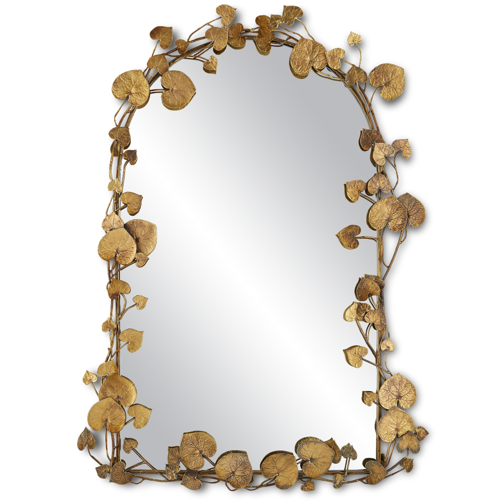 Vinna Arch Brass Leaves Mirror