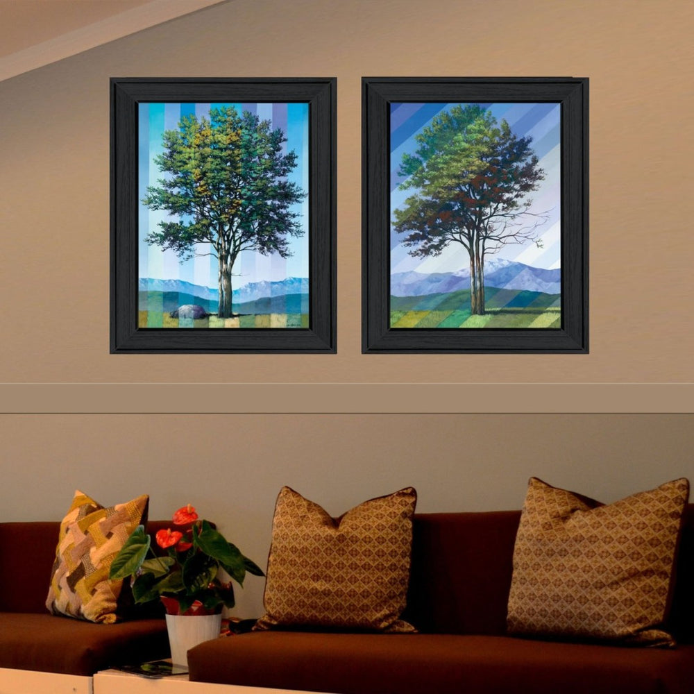 English Elm "catching Light as Time Passes" Tim Gagnon Diptych Wall Art Black Wood Frame B06787244