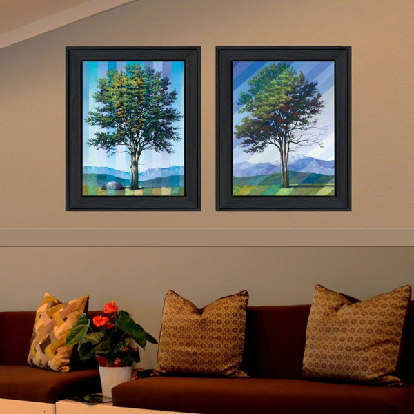 English Elm "catching Light as Time Passes" Tim Gagnon Diptych Wall Art Black Wood Frame B06787244