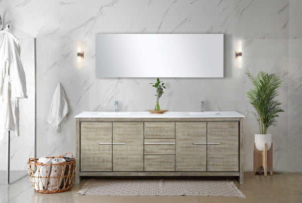 English Elm Rustic Acacia Double Bath Vanity With White Quartz Top & Chrome Faucet - Stylish Storage & Durability B2731P259231-GIGA