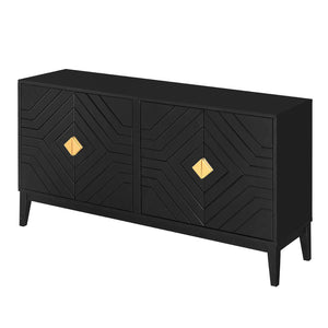 English Elm Christopher Knight Home® - 4-Door Elegant Sideboard Storage Cabinet With Gold Handles - Modern Black Design For Living & Dining N759P192449B