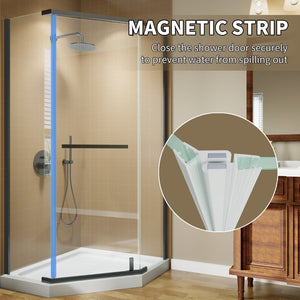 English Elm Corner Frameless Neo-angle Pivot Shower Enclosure with Tempered Glass and Sleek Hardware W637P348794