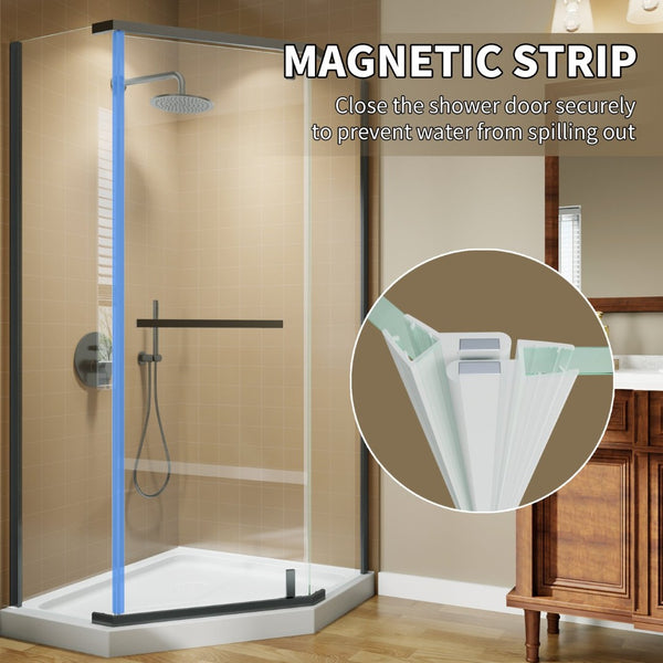 English Elm Corner Frameless Neo-angle Pivot Shower Enclosure with Tempered Glass and Sleek Hardware W637P348794