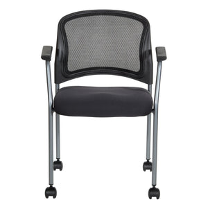 OSP Home Furnishings Titanium Finish Stackable Office Chair with Mesh Back and Foam Seat for Reception Areas Coal 86740R-30