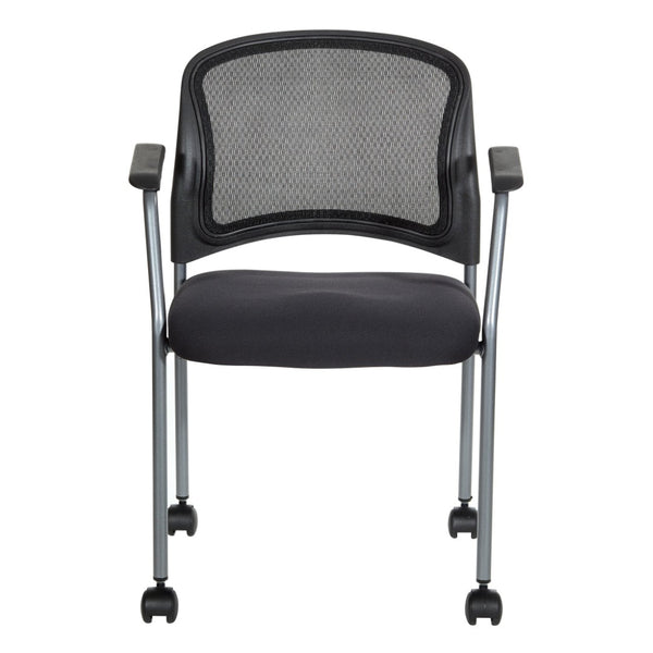 OSP Home Furnishings Titanium Finish Stackable Office Chair with Mesh Back and Foam Seat for Reception Areas Coal 86740R-30