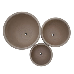 English Elm U_style Mgo Concrete Look Round Planters Set of 3 Lightweight Stackable Outdoor Pots Beige+Yellow N711P406670E