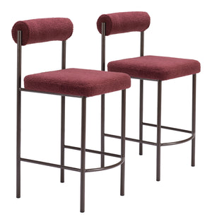 Livorno Counter Stool - Set of 2 Red & Bronze 109813 Zuo Modern