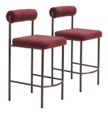 Livorno Counter Stool - Set of 2 Red & Bronze 109813 Zuo Modern