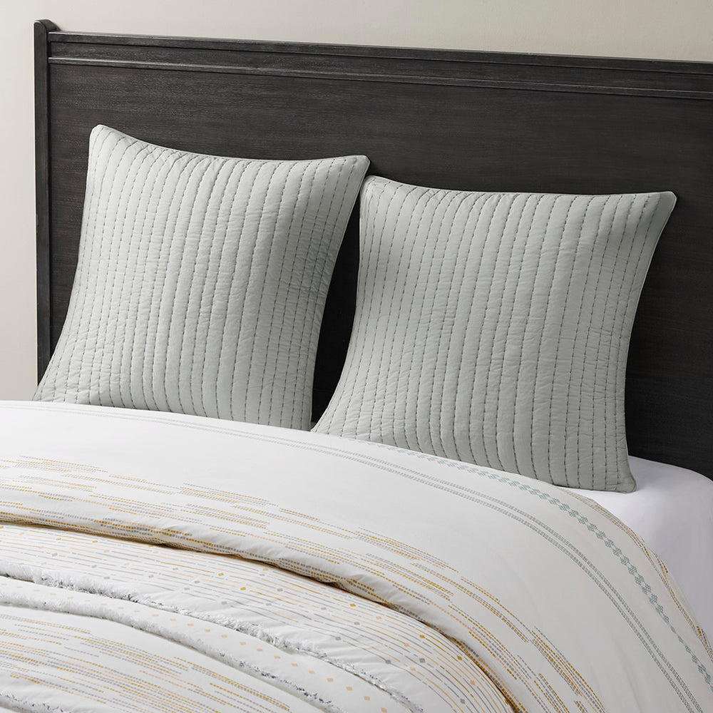 JLA Home INK+IVY - Cotton Quilted Euro Sham Cover 26x26 with Embroidered Texture, Farmhouse Shabby-Chic Breathable Cotton II11-930