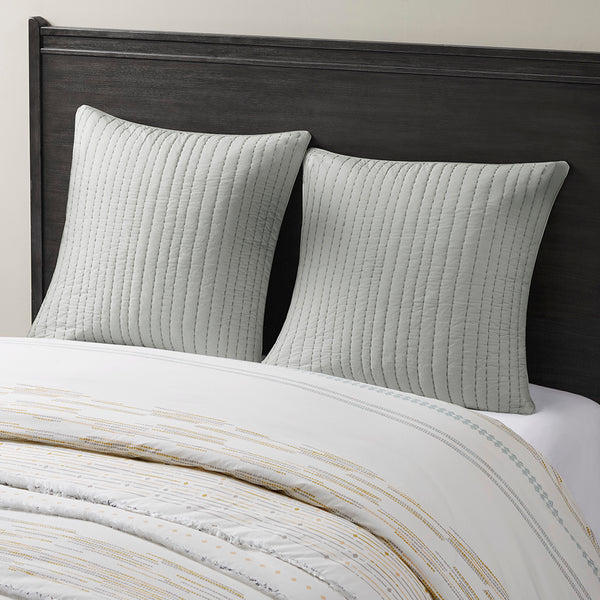 JLA Home INK+IVY - Cotton Quilted Euro Sham Cover 26x26 with Embroidered Texture, Farmhouse Shabby-Chic Breathable Cotton II11-930