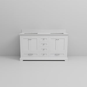 English Elm White 60 in Double Bath Vanity with Cultured Marble Top, Solid Wood, Soft-Close Drawers, Storage B2731P258371