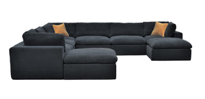 English Elm Coffee Bean Textured Modular Sectional Low Profile Lounge Sofa with Toss Pillows Dark Gray B2748S00084