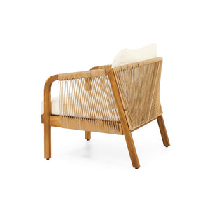 English Elm Christopher Knight Home® - Set of 2 Acacia Wood Outdoor Club Chairs with Wicker, Teak Finish & Beige Cushions, Deep Seat Comfort 72409.00LBGE-2