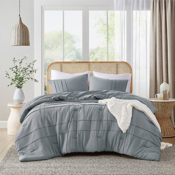 English Elm 2-piece Pintuck Pleated Microfiber Comforter Set Hotel Inspired Soft Twin Bedding B035P463226