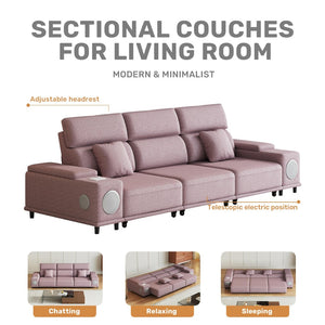 English Elm 3-seater Power Reclining Sofa with Bluetooth Speakers Wireless Charging Usb Living Room W3795S00014