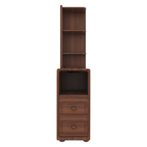 English Elm End Table With Charging Station, Ample Storage & Warm Walnut Finish For Bedroom Or Living Room W2593P289144
