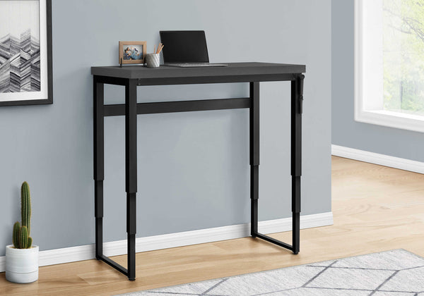 English Elm Computer Desk, Adjustable Height 29.5"-48", Sleek Grey Laminate & Black Metal For Modern Workspaces B2710P219895