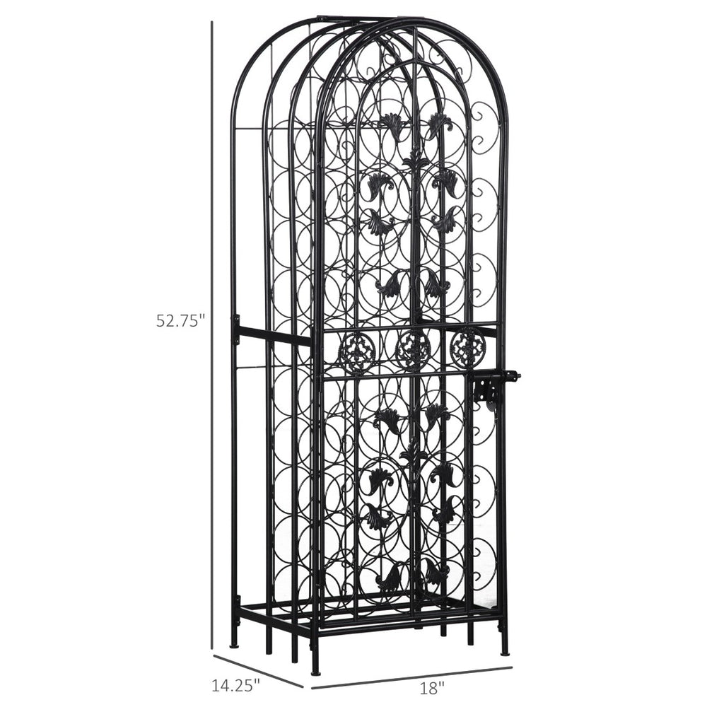 English Elm Rack Wrought Iron Floor Wine Storage with Renaissance Scrollwork Antique Bronze Finish T3971P384740