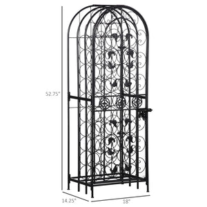 English Elm Rack Wrought Iron Floor Wine Storage with Renaissance Scrollwork Antique Bronze Finish T3971P384740