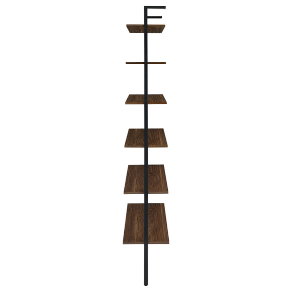 English Elm Christy 96" Walnut Six-Shelf Open-Back Wall Bookshelf — Modern Minimalist Storage for Books & Decor B062P299813