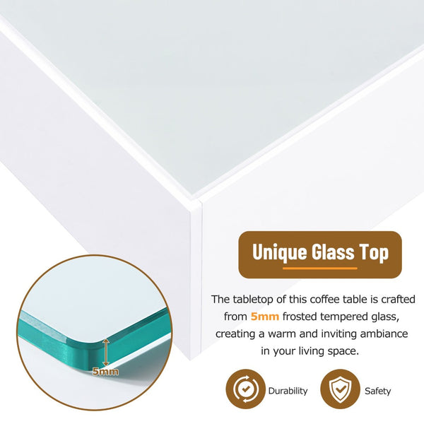 English Elm On-Trend Square High Gloss Coffee Table With 16-Color Led Lights, Modern Glass Top For Living Room N721P191980K-GIGA