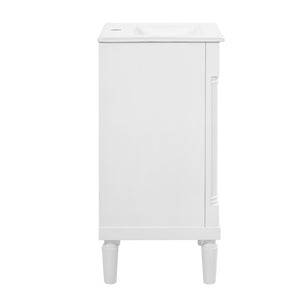 English Elm 18" French Style Vanity with Ceramic Sink Soft Close Door and Adjustable Shelf White N710P415332K