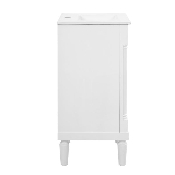 English Elm 18" French Style Vanity with Ceramic Sink Soft Close Door and Adjustable Shelf White N710P415332K