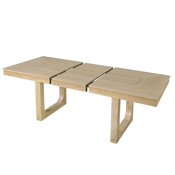 English Elm 60"-78" Farmhouse Rubberwood Dining Table Seats Eight with Removable Leaf Natural N752P272062N