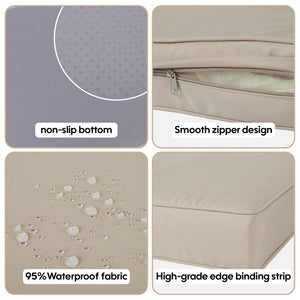 English Elm Cushion Covers 14Pc Set for 7-Piece Wicker Sectional Sofa Outdoor Slipcovers with Zippers Non-Slip Protection khaki W419P295490