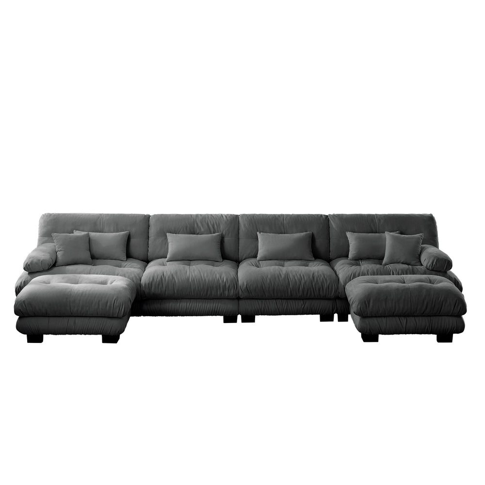 English Elm Free Modular Sectional Sofa - U-Shaped Chenille Couch With 2 Ottomans For Ultimate Comfort & Style W714S01024