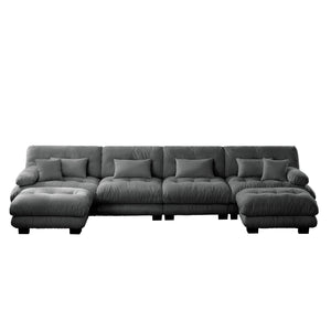 English Elm Free Modular Sectional Sofa - U-Shaped Chenille Couch With 2 Ottomans For Ultimate Comfort & Style W714S01024
