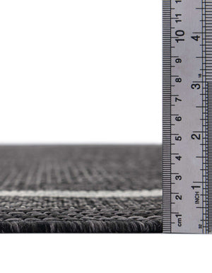 Unique Loom Outdoor Border Soft Border Machine Made Border Rug Black, Ivory 7' 10" x 7' 10"