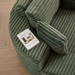 English Elm 55'l Chenille Round Sleeper Chair Fluffy Sculptural Seat for Living Room or Bedroom Green W834P401585
