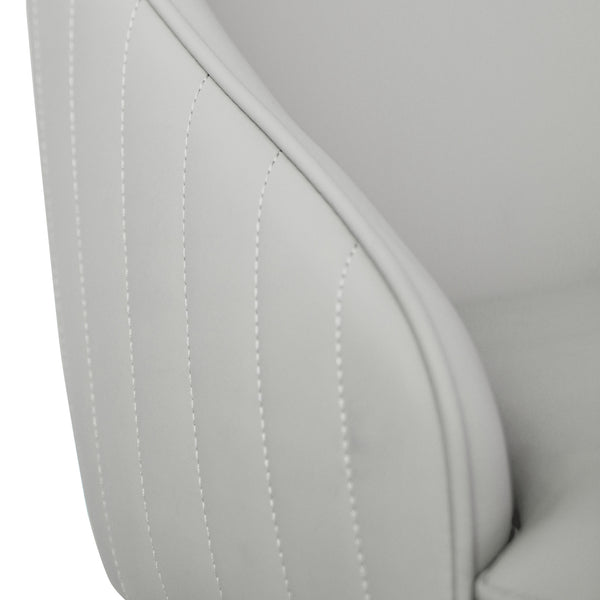 English Elm Modern Pu Sponge-Filled Dining Chair Set of 2, Gray Faux Leather, Golden Stainless Legs, Water-Resistant Stylish Seating (280 lb) W1535P227672